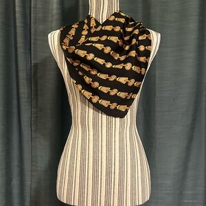 Silk Like Black and Gold Knit Scarf